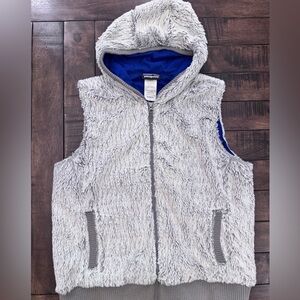 Patagonia Conejo Vest Womens Sz L Feather Grey Teddy Fleece Zip Hooded Gorpcore
